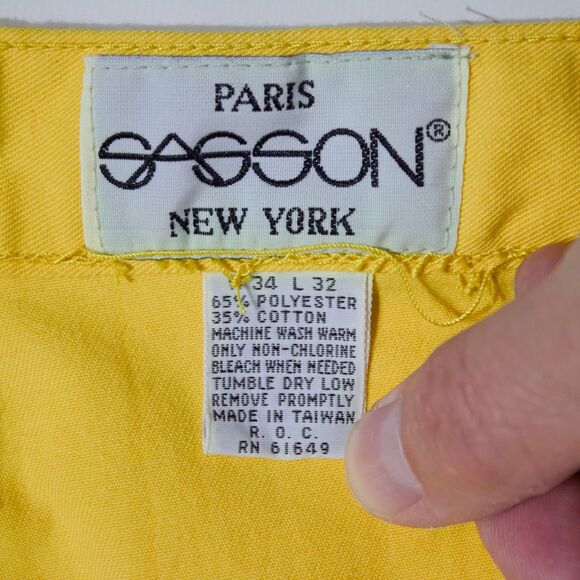 Vintage NWT 80s Sasson Yellow Carpenter Jeans Men Size 34x32 Made in Taiwan ROC - Picture 8 of 10